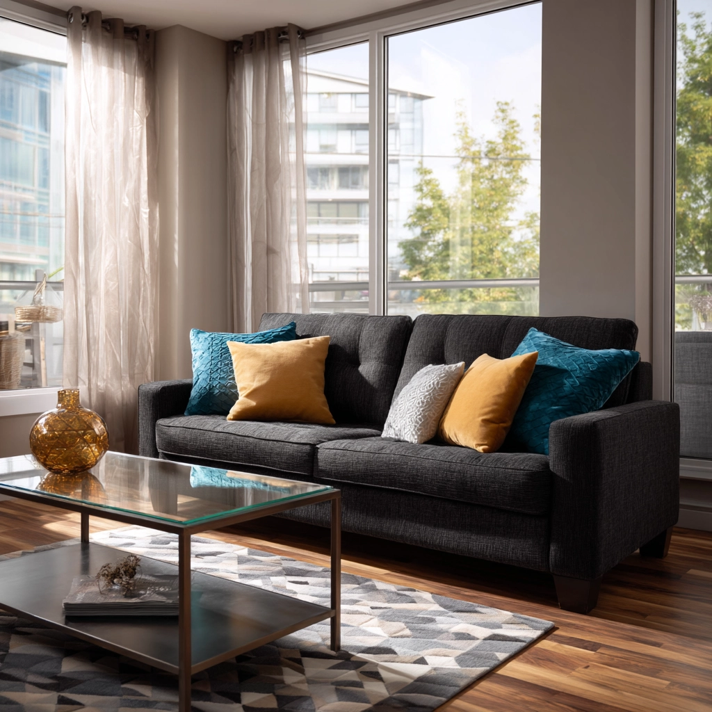 charcoal sofa living room 3