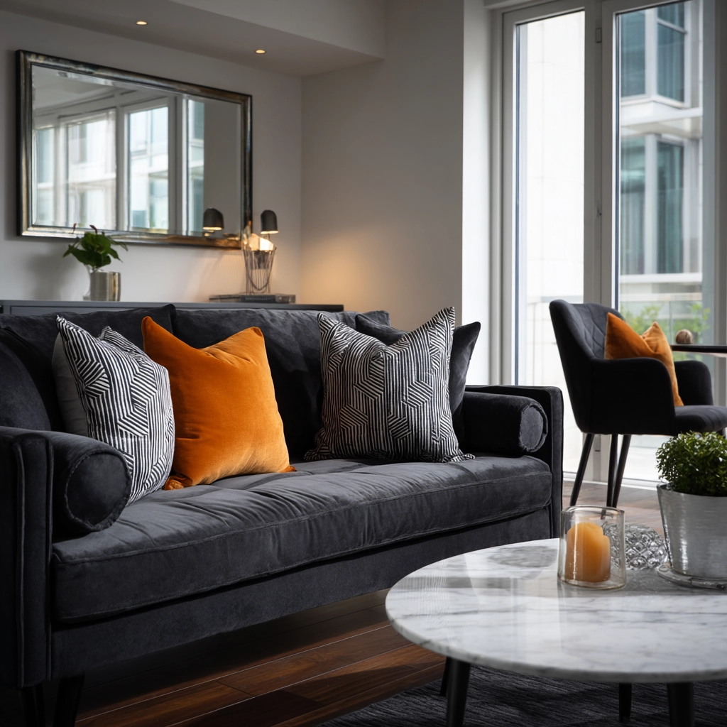 charcoal sofa living room 32