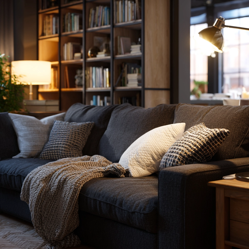 charcoal sofa living room 34