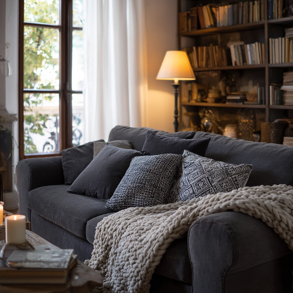 charcoal sofa living room 35