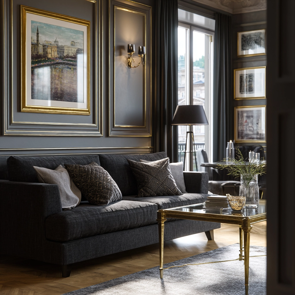 charcoal sofa living room 37