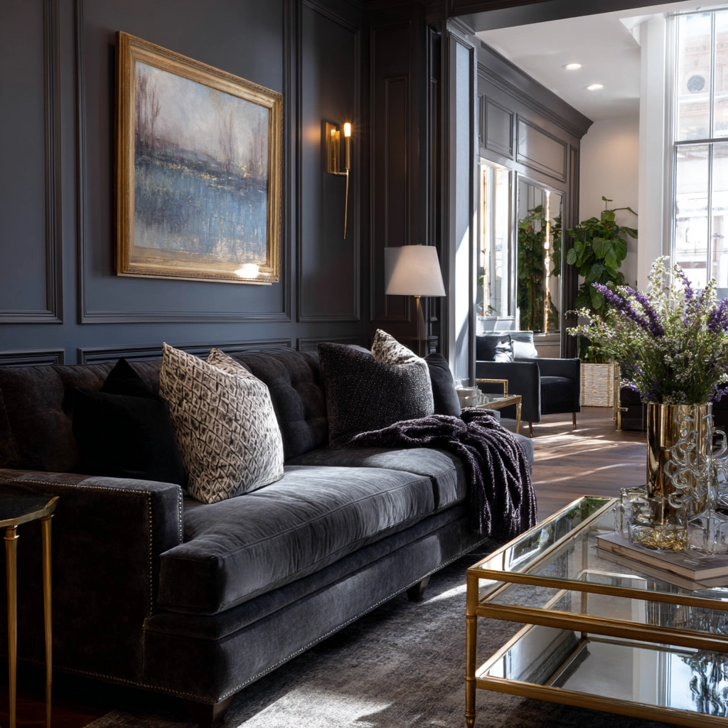 charcoal sofa living room 38