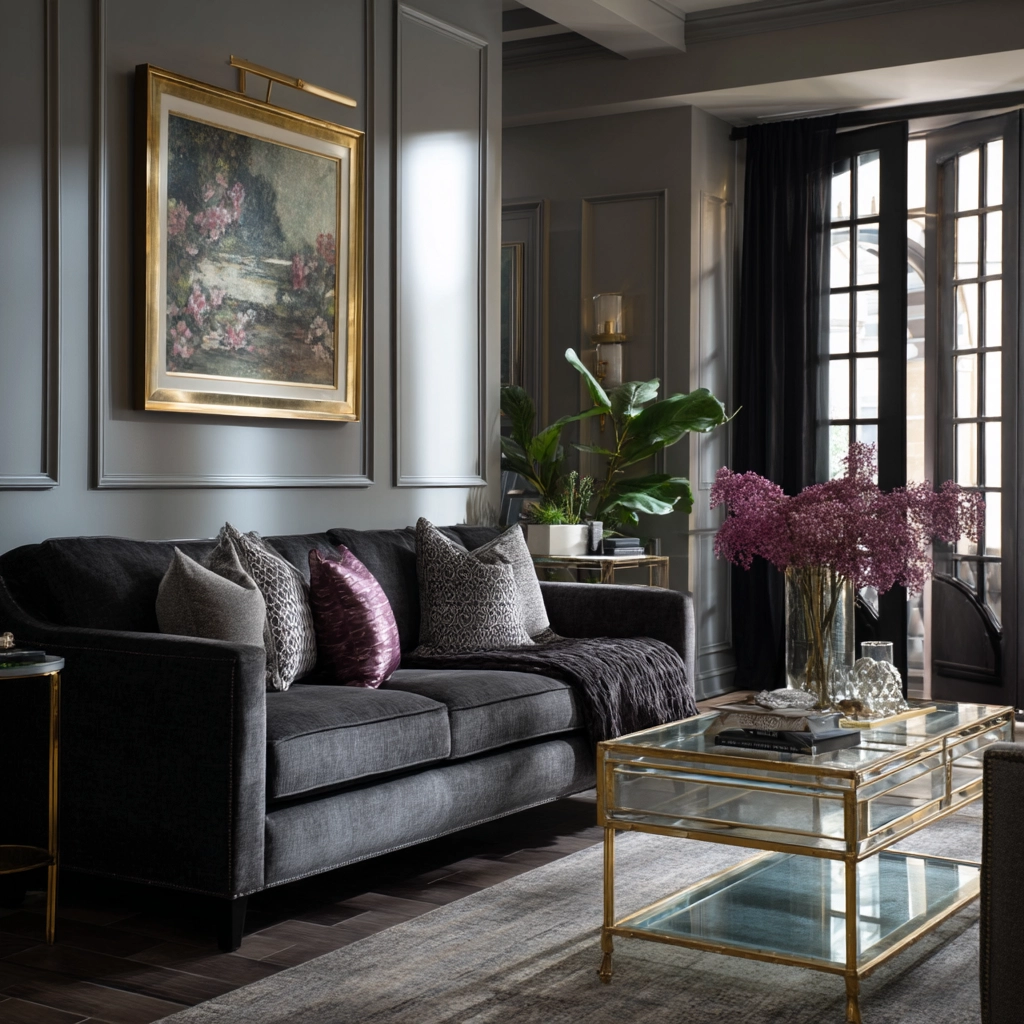 charcoal sofa living room 39