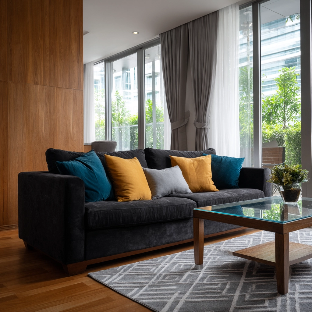 charcoal sofa living room 4