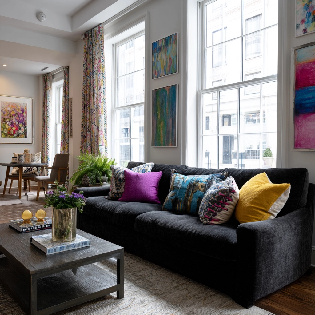 charcoal sofa living room 41
