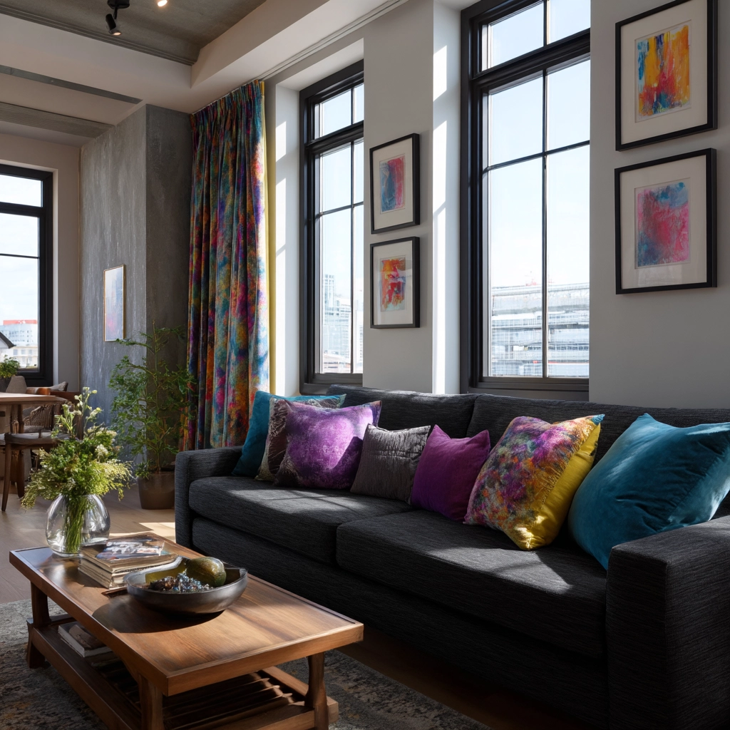 charcoal sofa living room 42