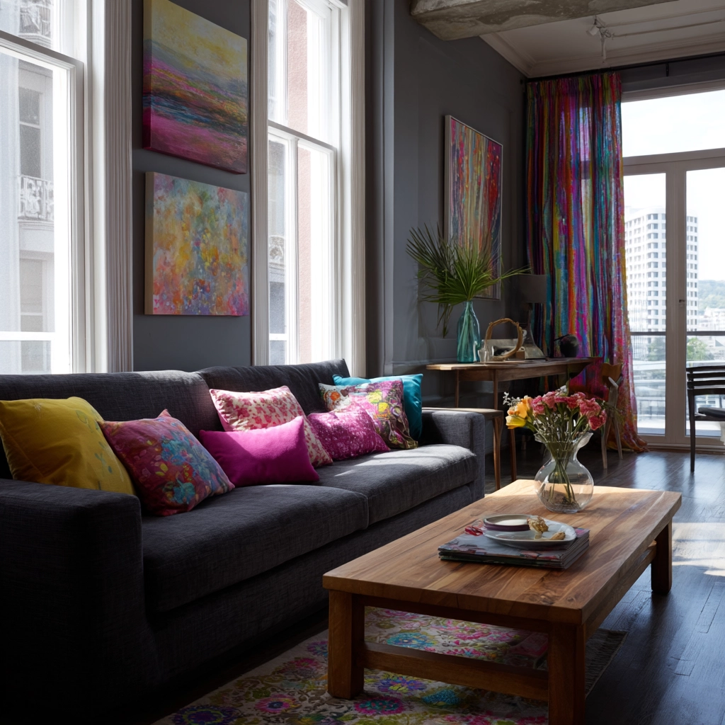 charcoal sofa living room 43
