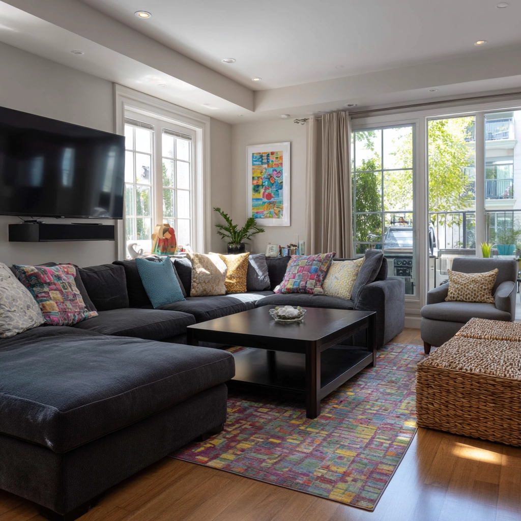 charcoal sofa living room 49
