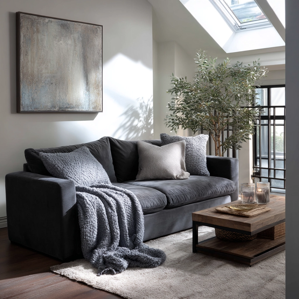 charcoal sofa living room 5