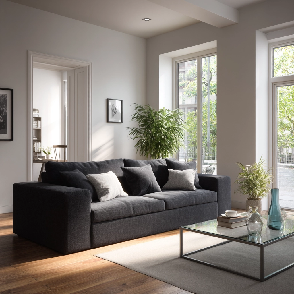 charcoal sofa living room 59