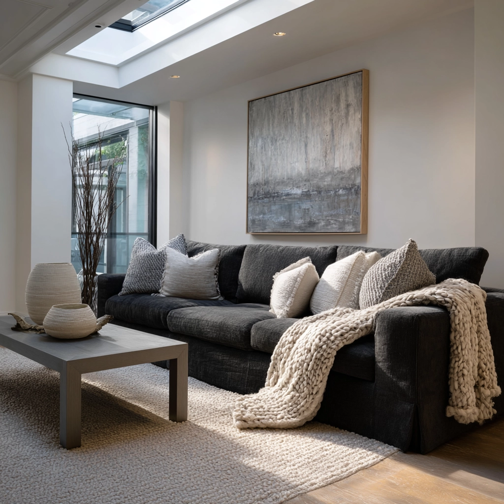 charcoal sofa living room 6