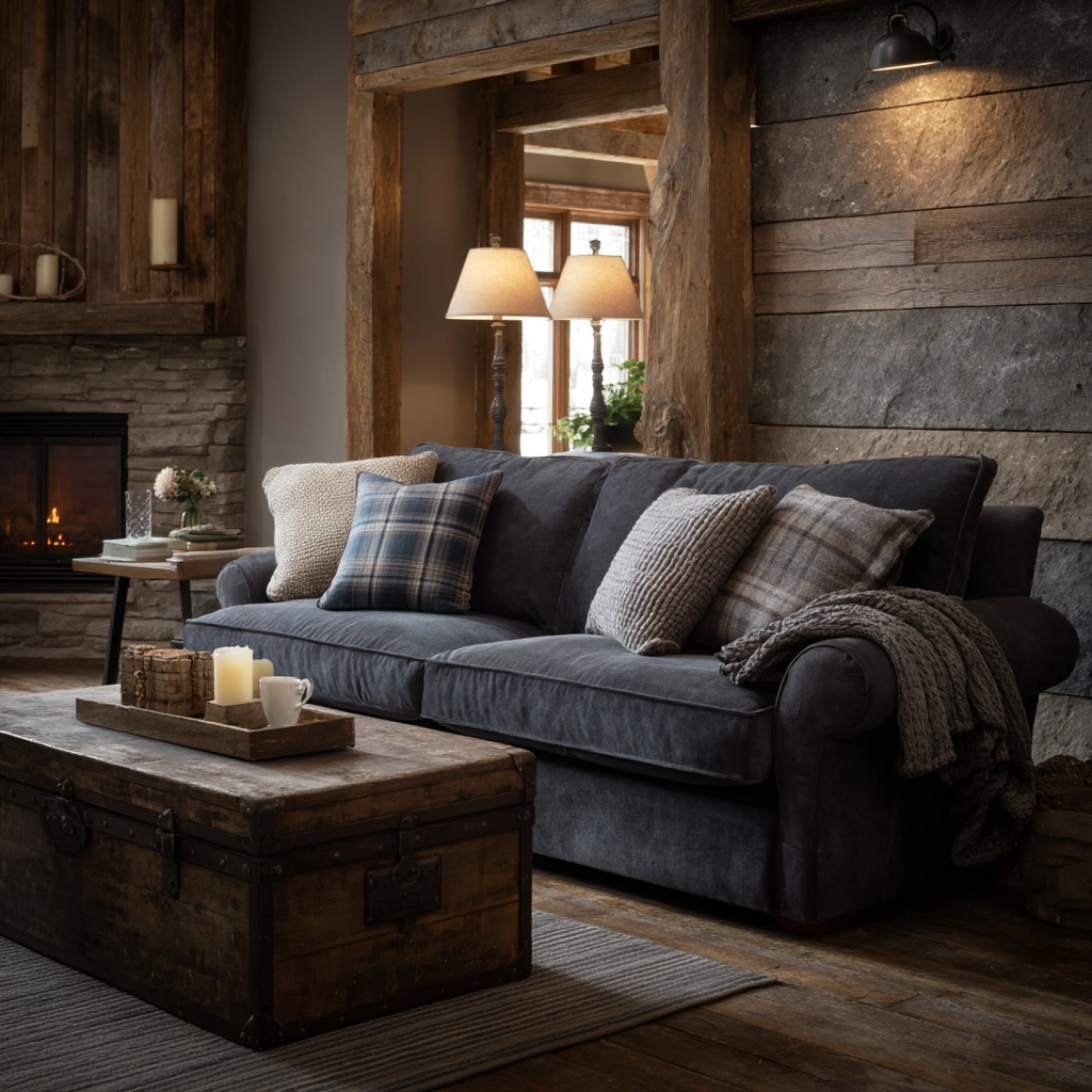 charcoal sofa living room 9