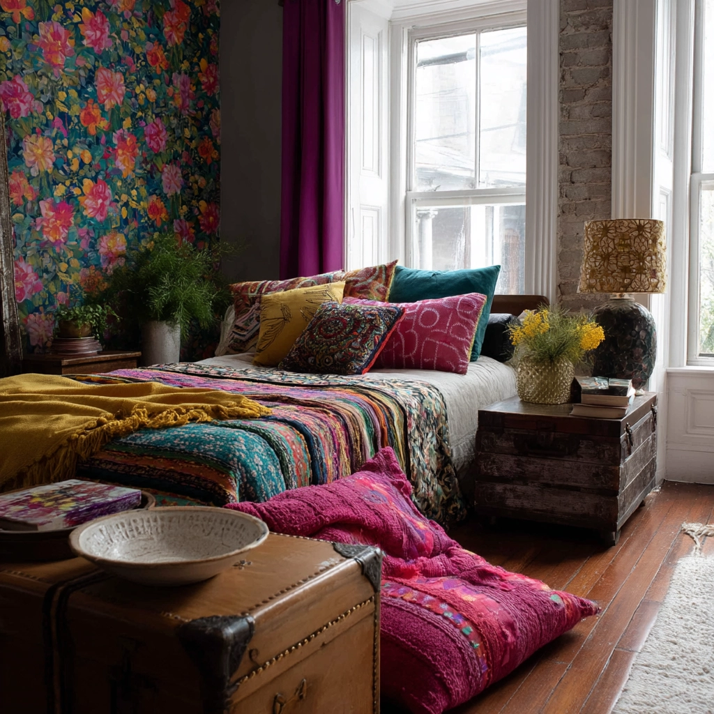 colorful eclectic bedroom 23