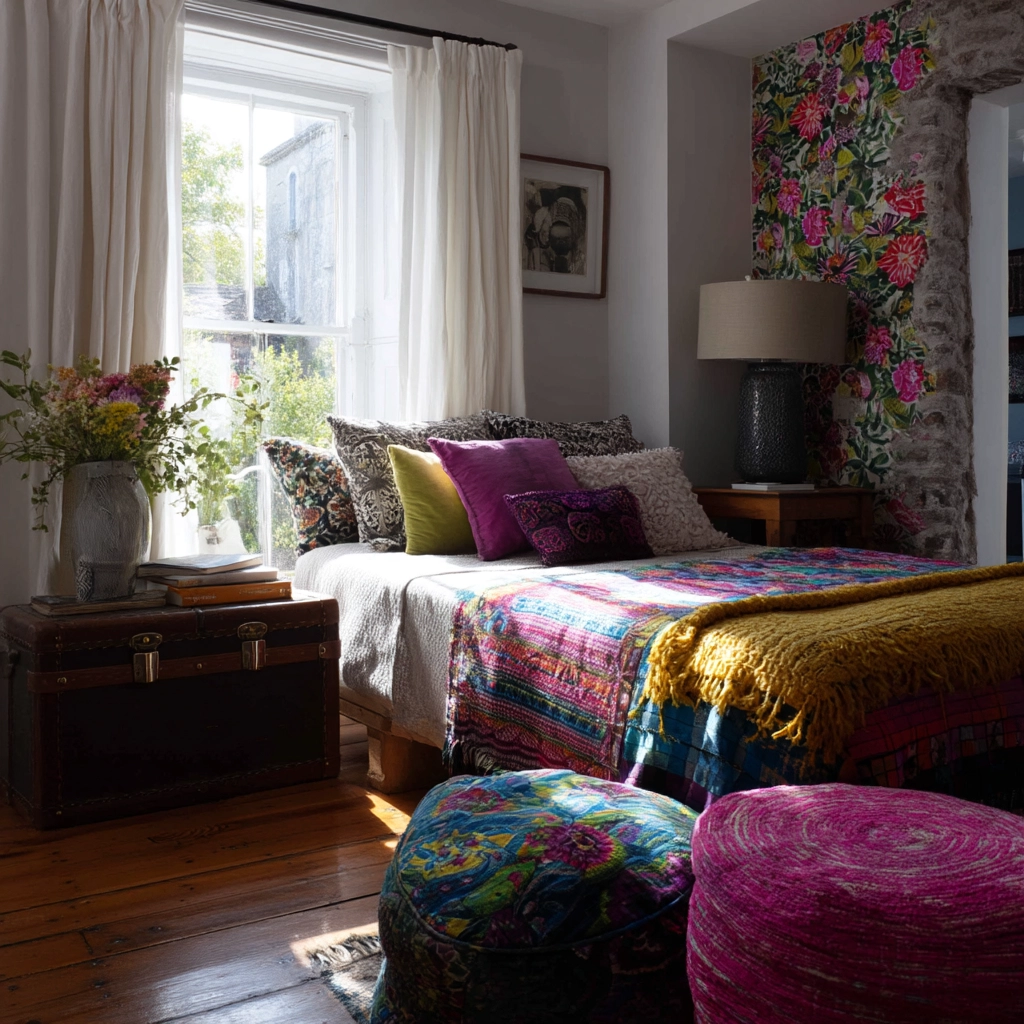 colorful eclectic bedroom 24