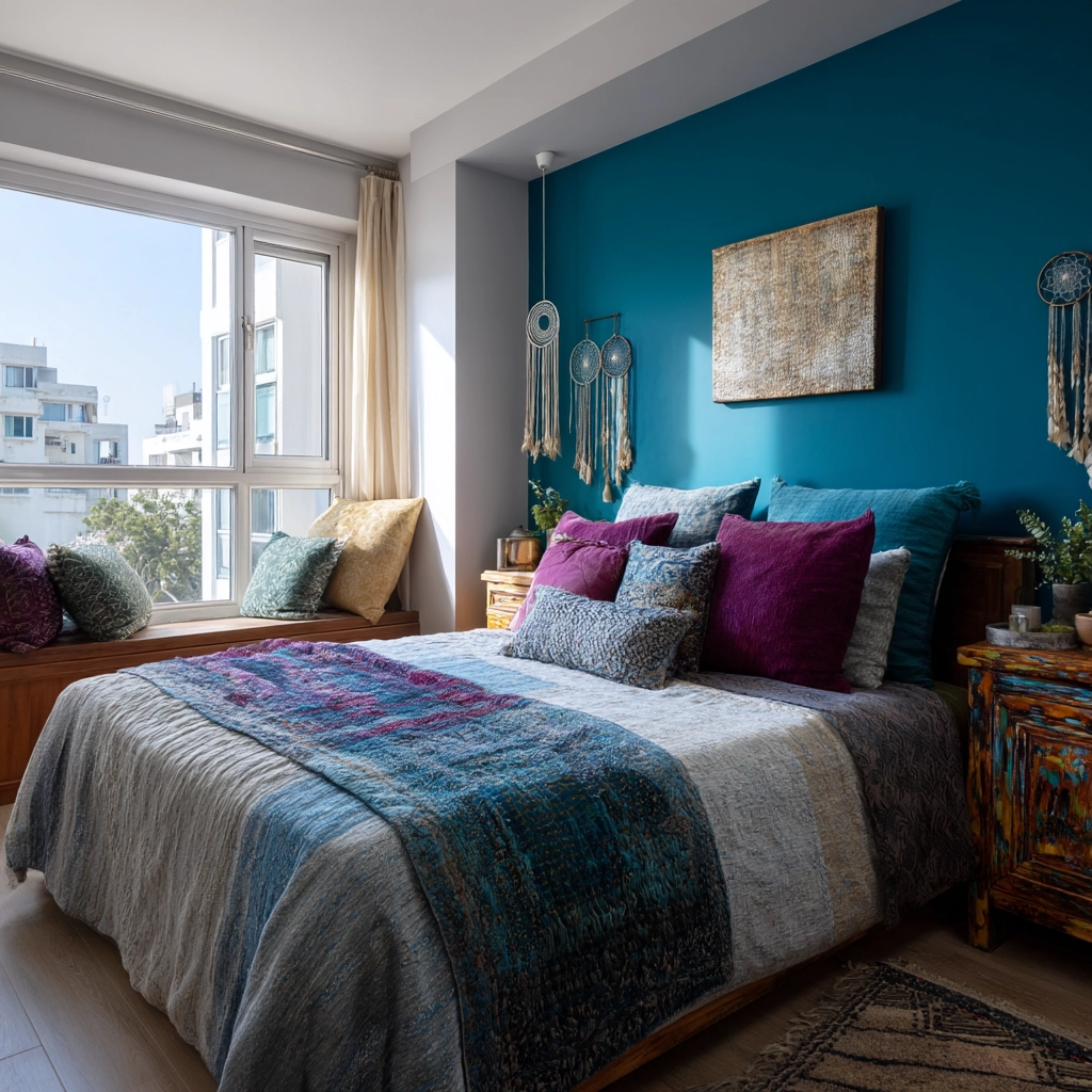 colorful eclectic bedroom 26