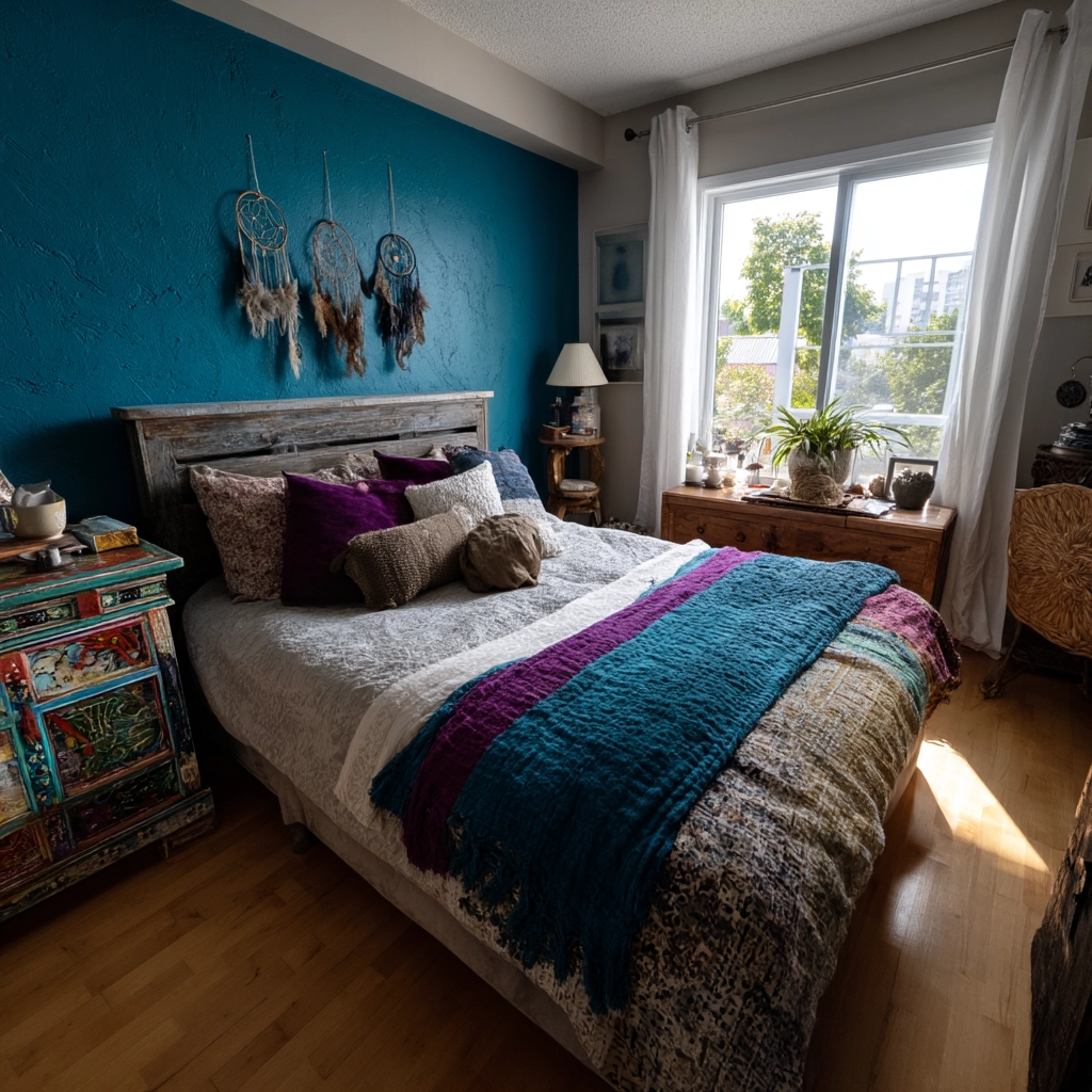 colorful eclectic bedroom 27