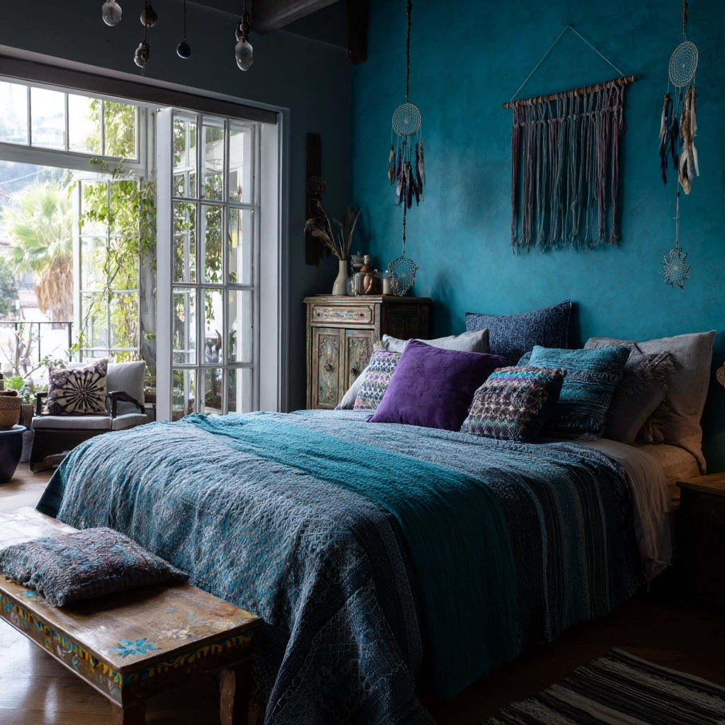 colorful eclectic bedroom 28