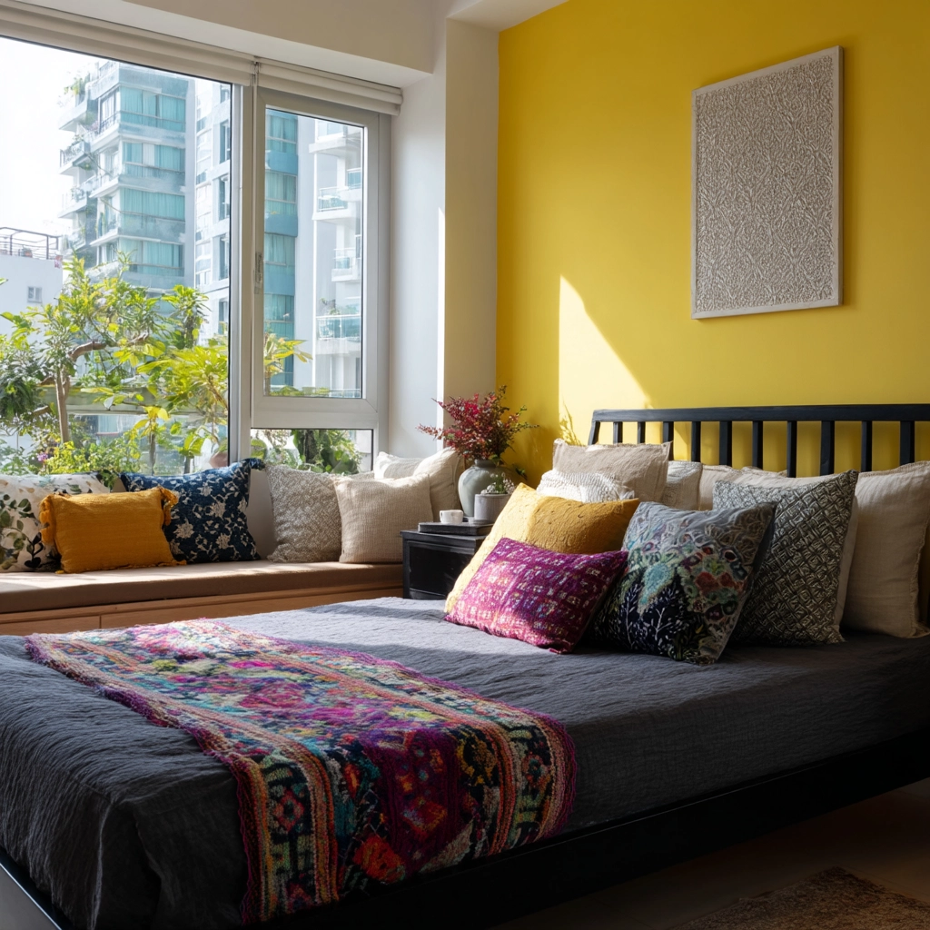 colorful eclectic bedroom 48