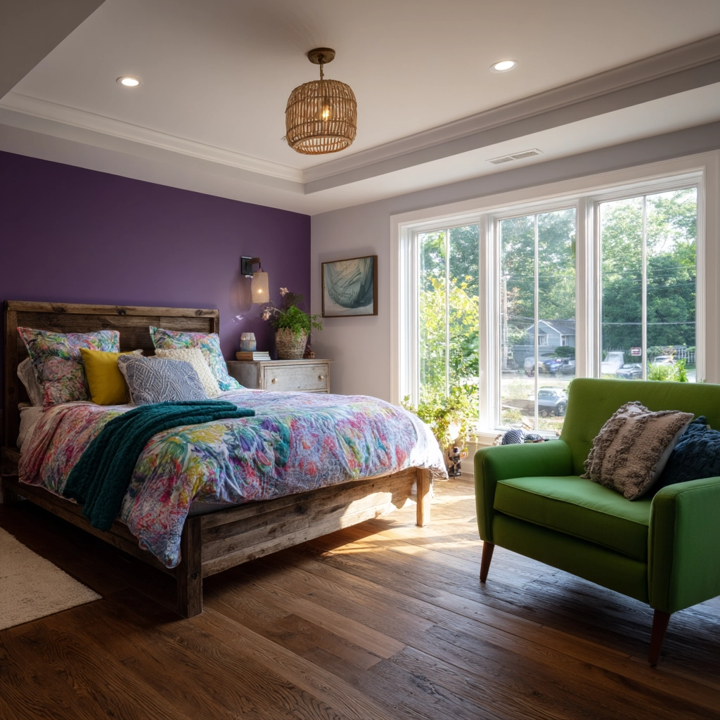colorful eclectic bedroom 55