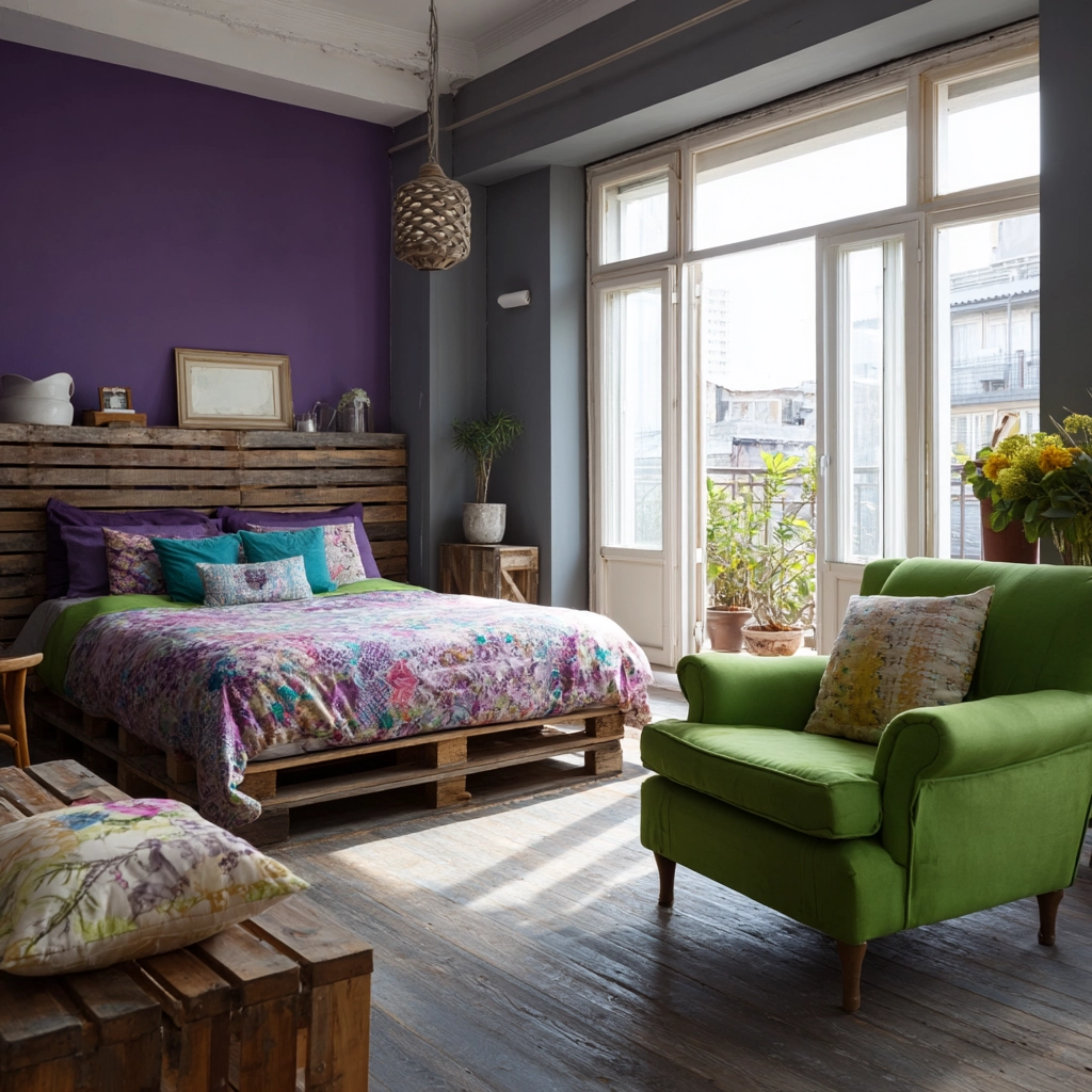 colorful eclectic bedroom 56