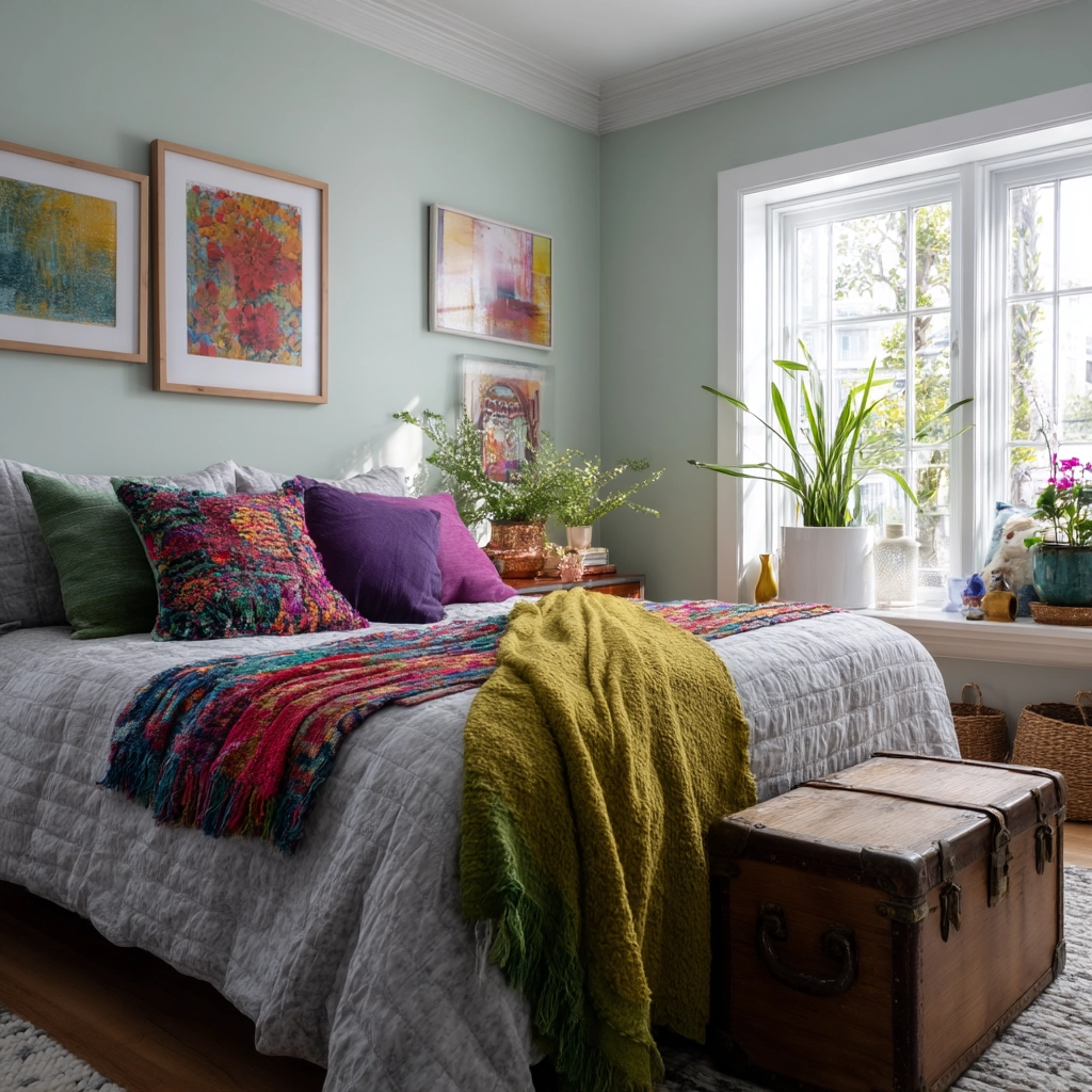 colorful eclectic bedroom 58