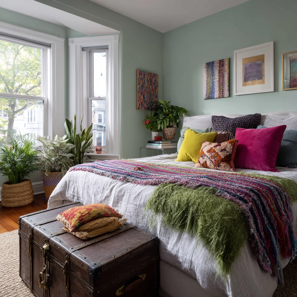 colorful eclectic bedroom 59