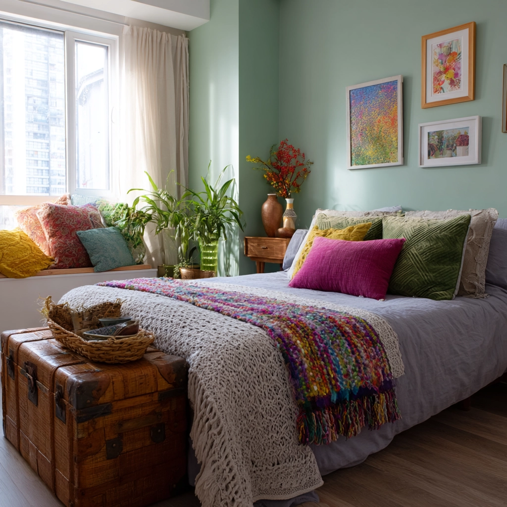 colorful eclectic bedroom 60