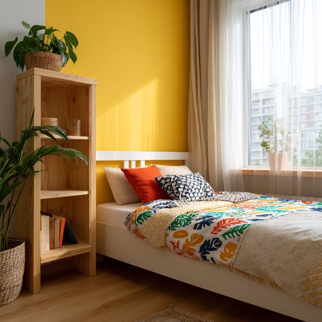 colorful minimalist bedroom 15