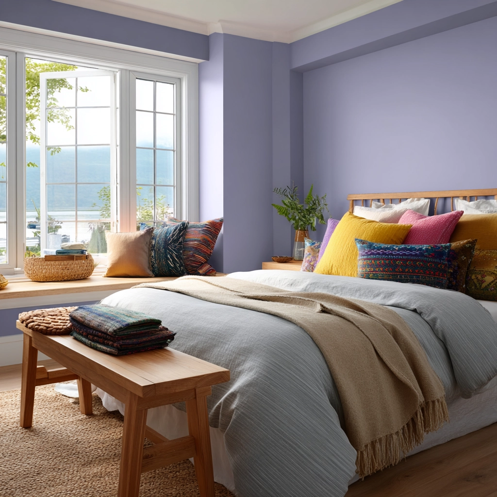colorful minimalist bedroom 36
