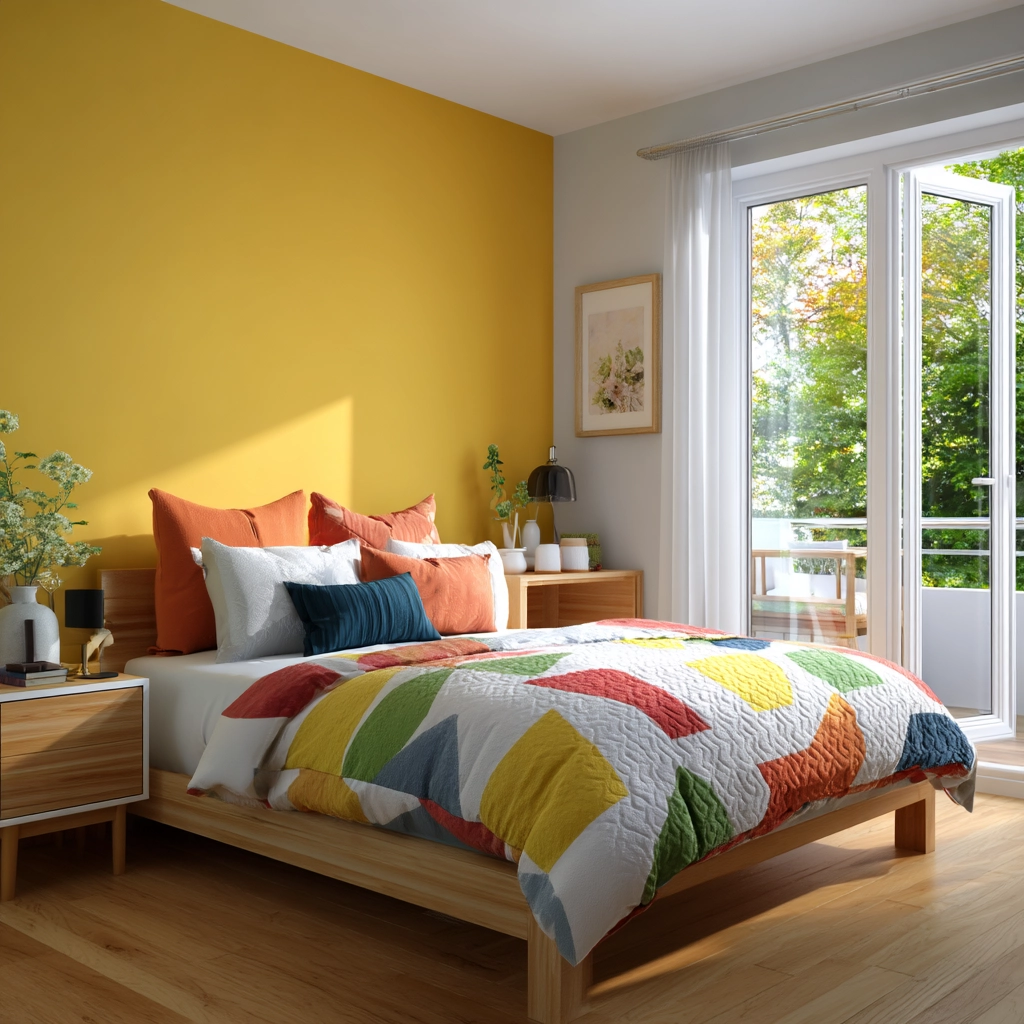 colorful minimalist bedroom 38