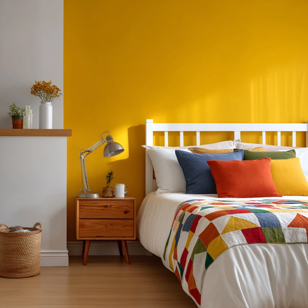 colorful minimalist bedroom 40