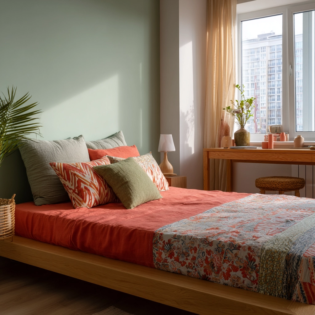 colorful minimalist bedroom 42