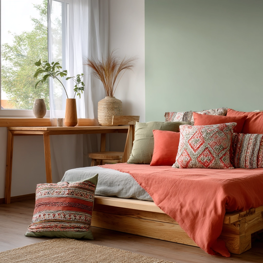 colorful minimalist bedroom 44