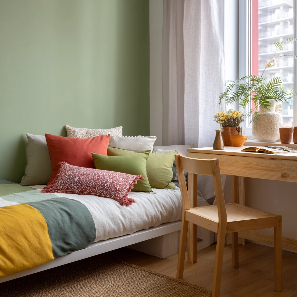 colorful minimalist bedroom 52