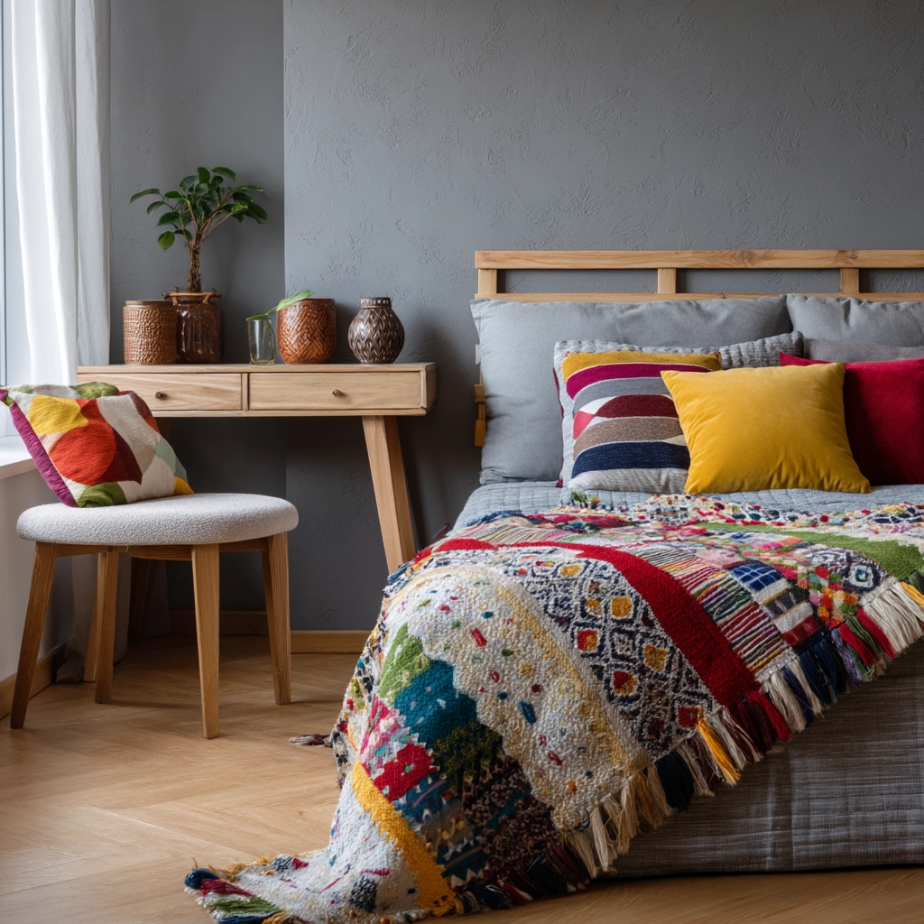 colorful minimalist bedroom 57