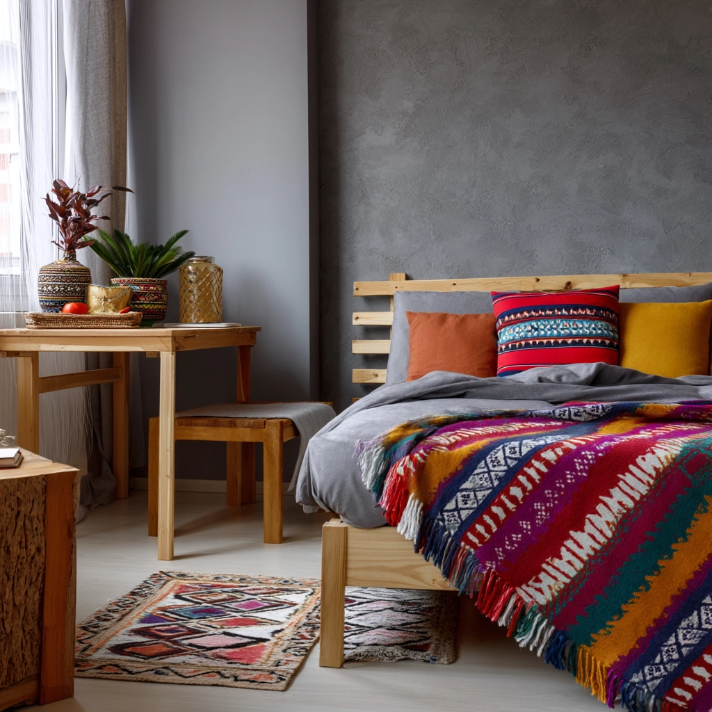 colorful minimalist bedroom 58