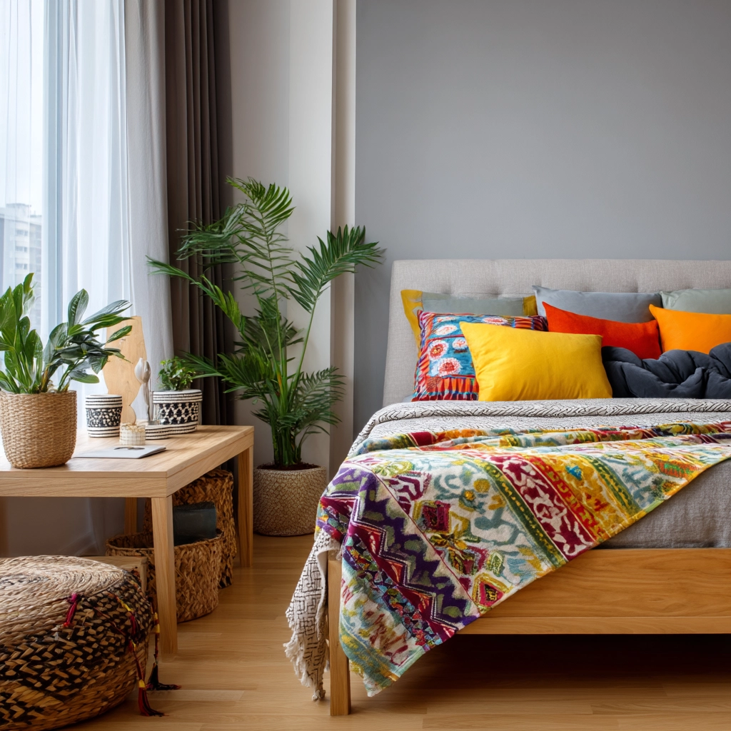 colorful minimalist bedroom 59