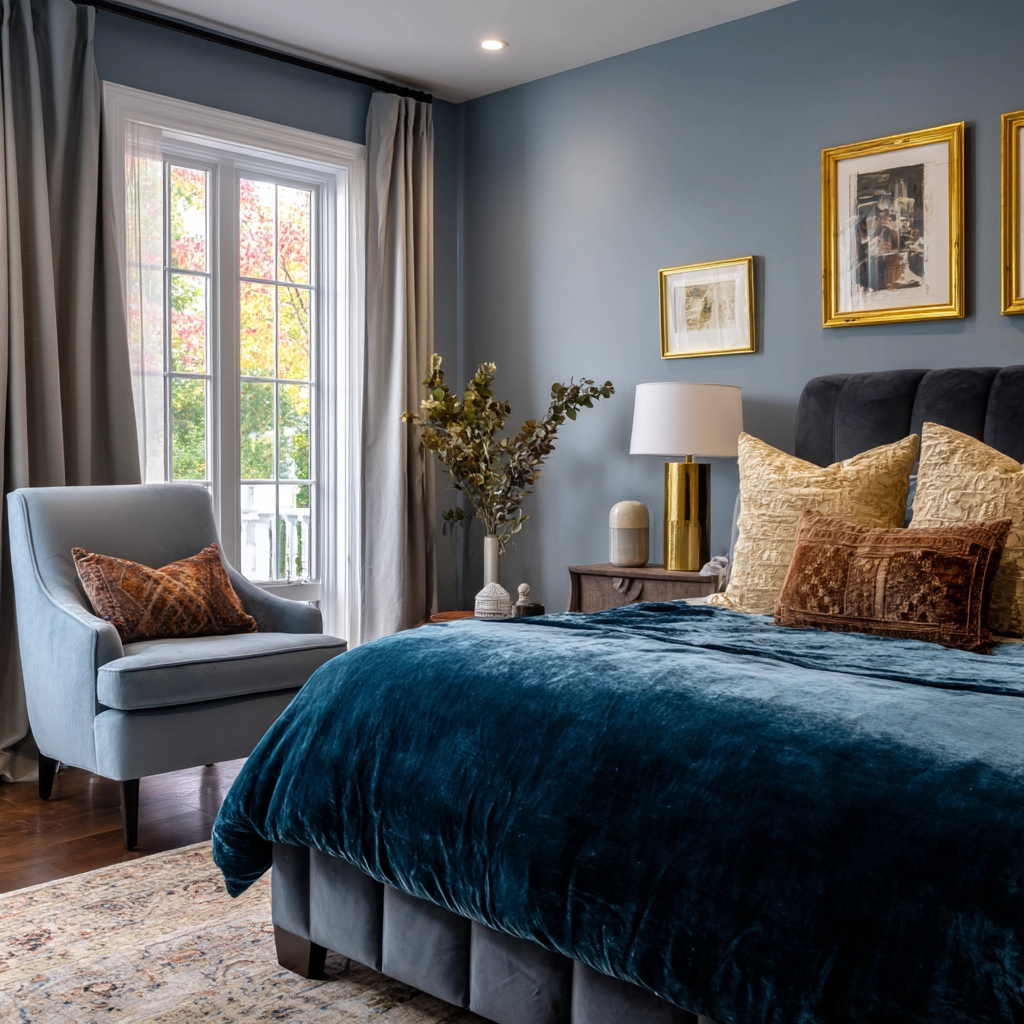 cozy bedroom blue 23