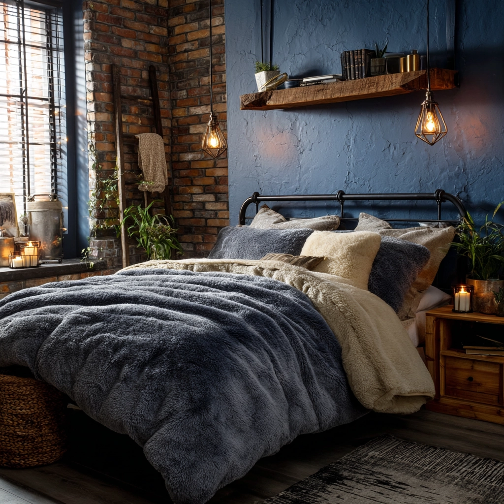 cozy bedroom blue 49