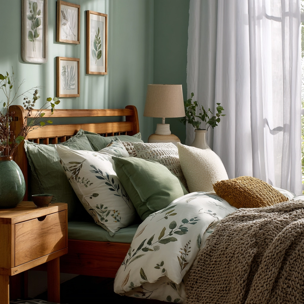 cozy bedroom green 11