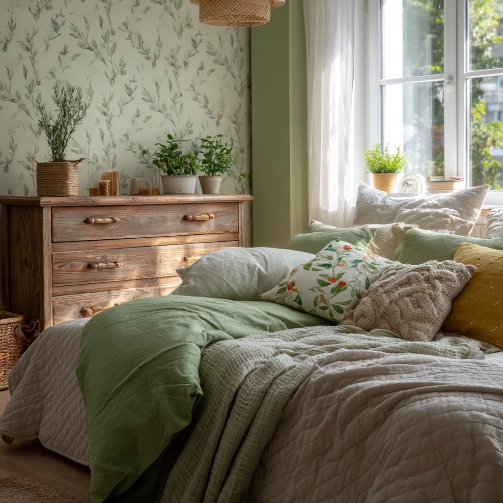 cozy bedroom green 17