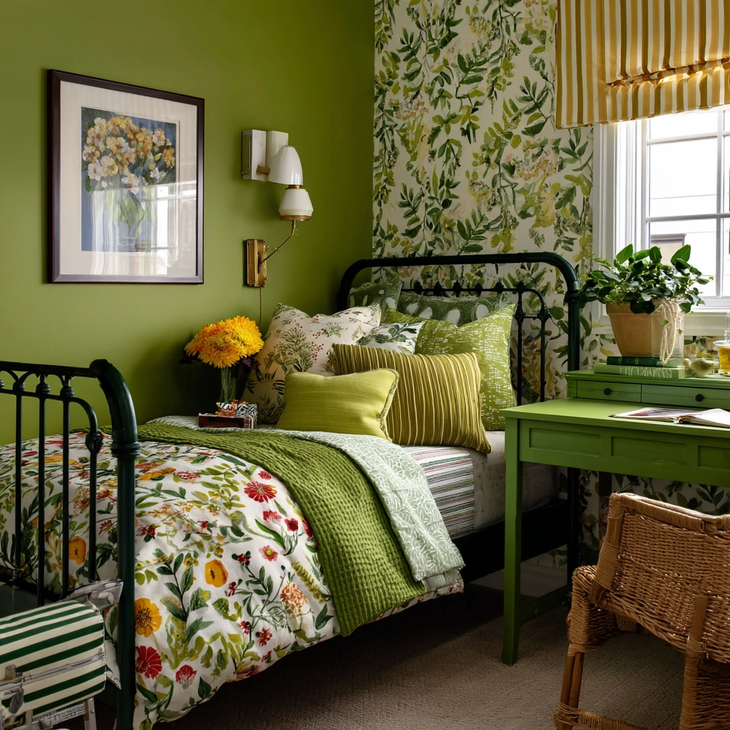 cozy bedroom green 21