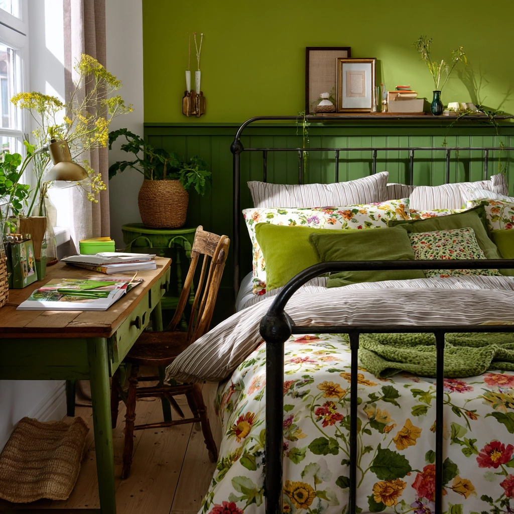 cozy bedroom green 22