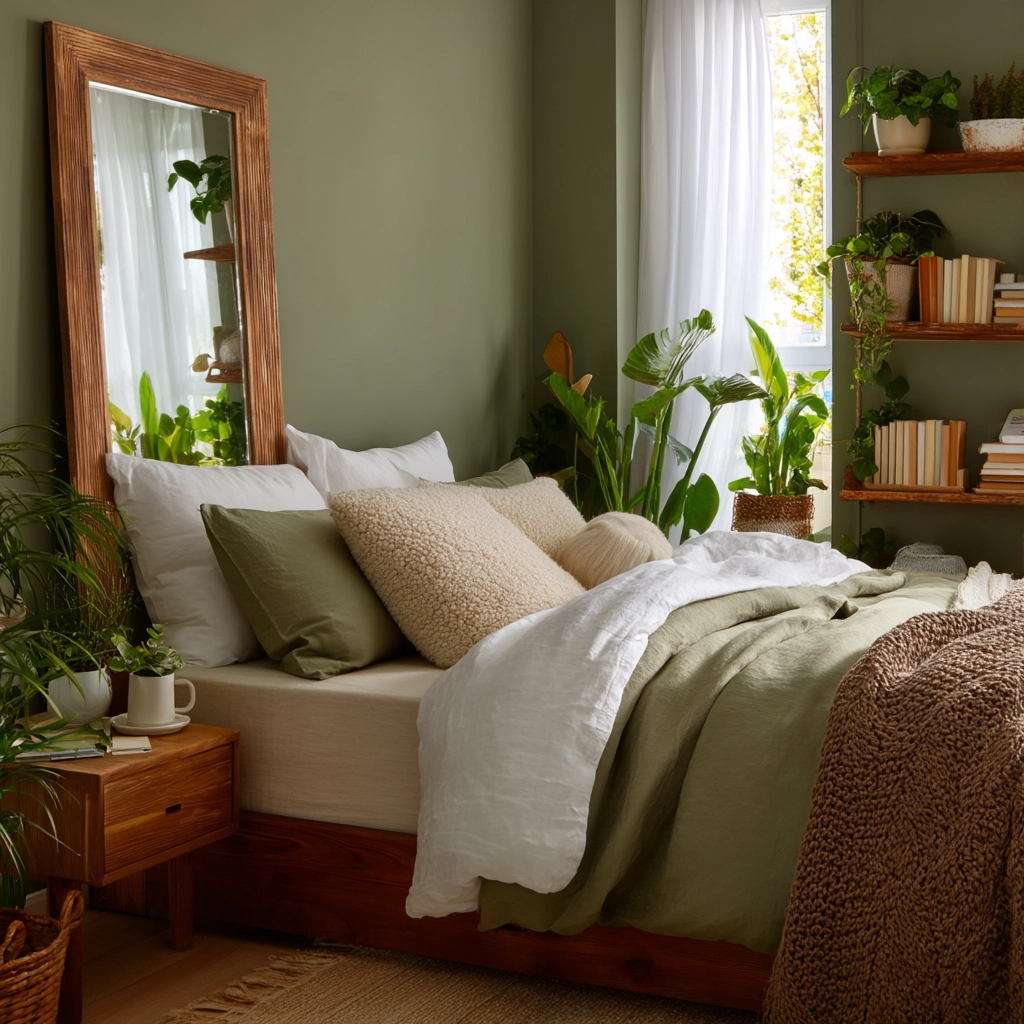 cozy bedroom green 27