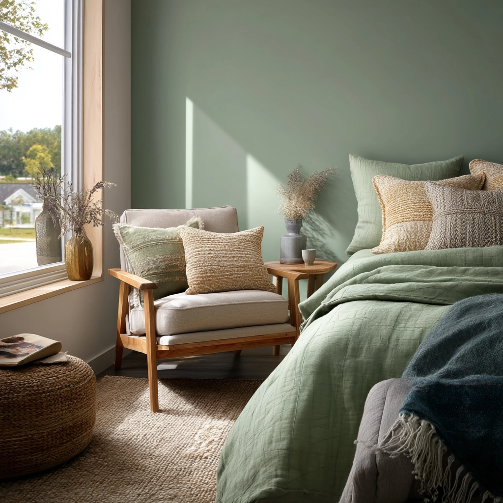 cozy bedroom green 34