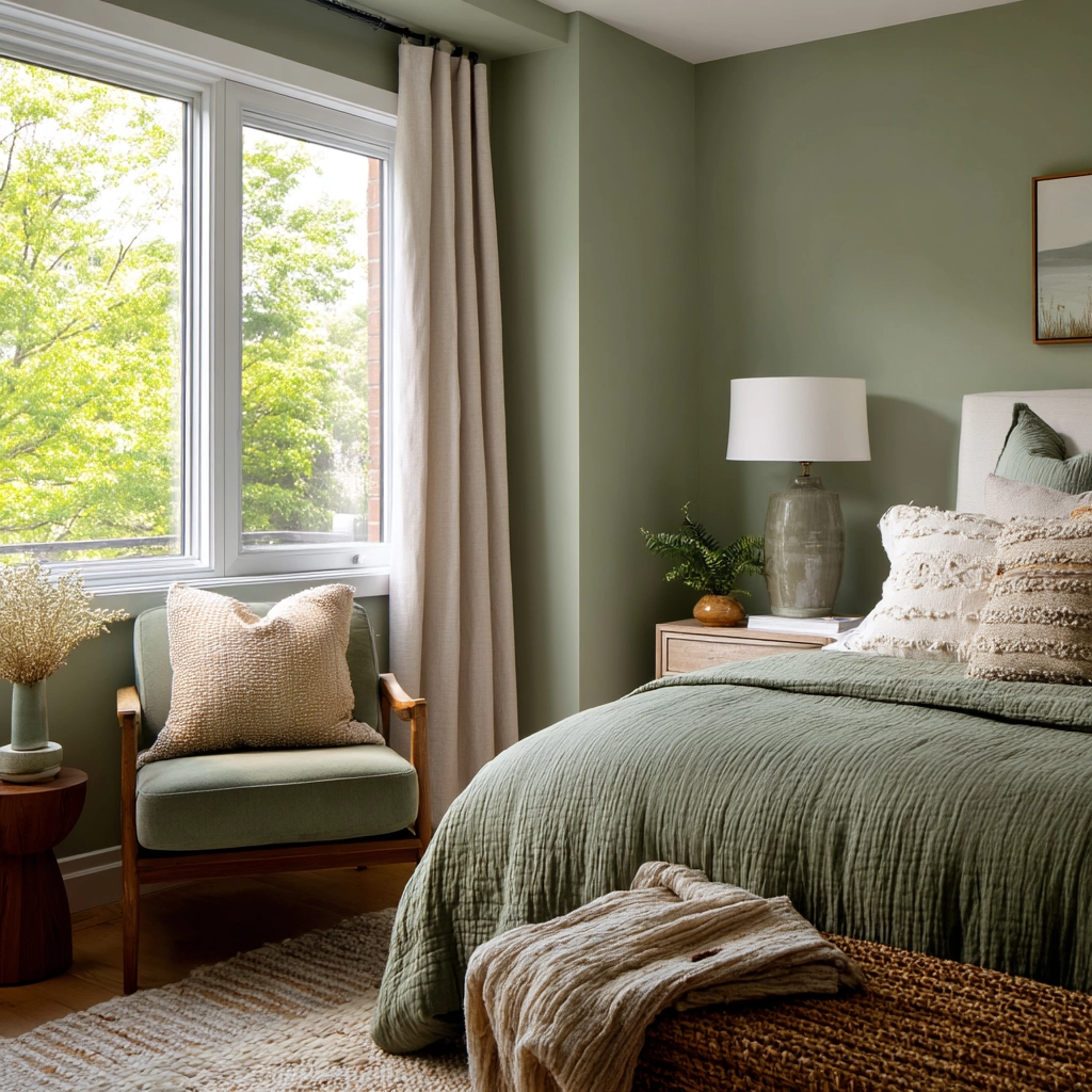 cozy bedroom green 35