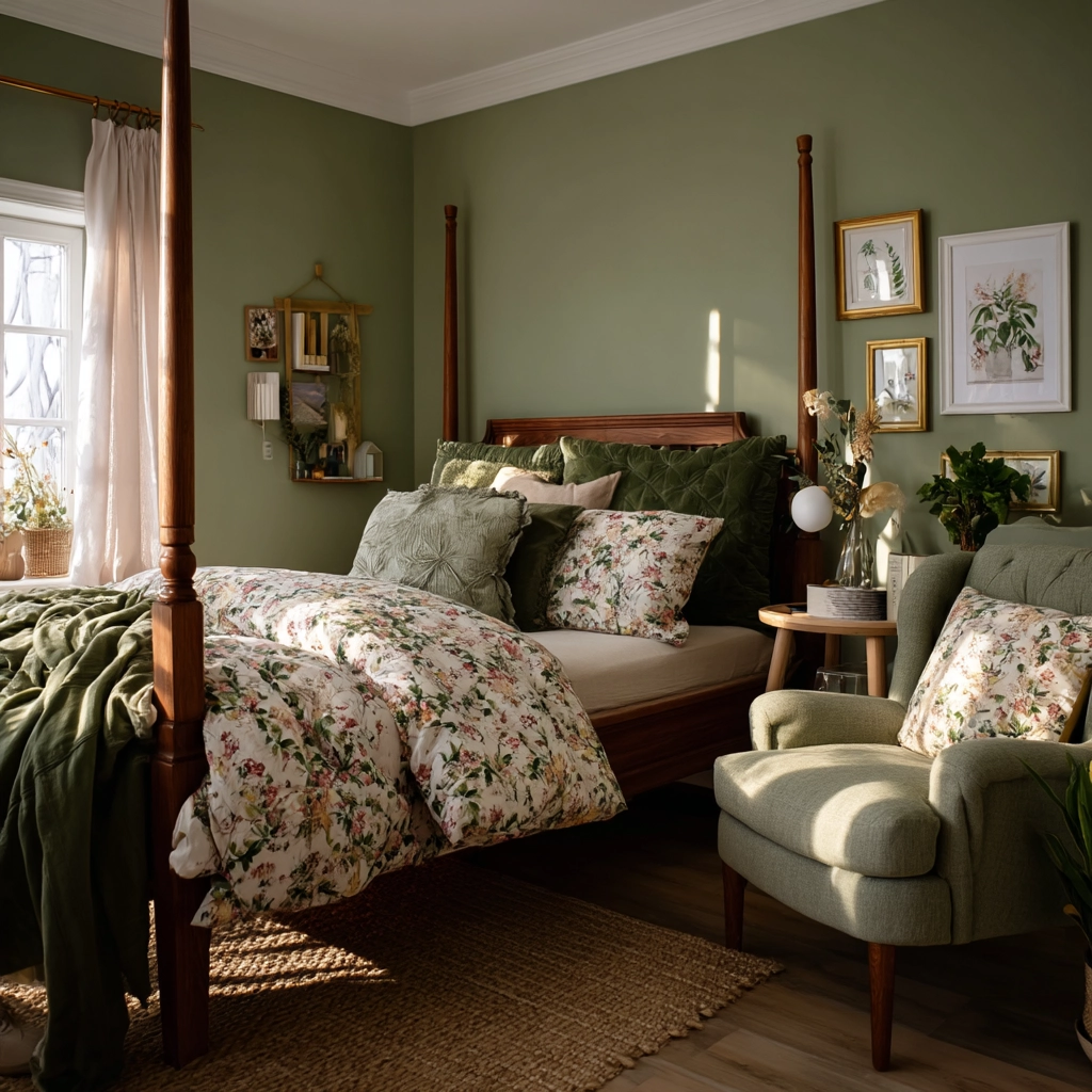 cozy bedroom green 43