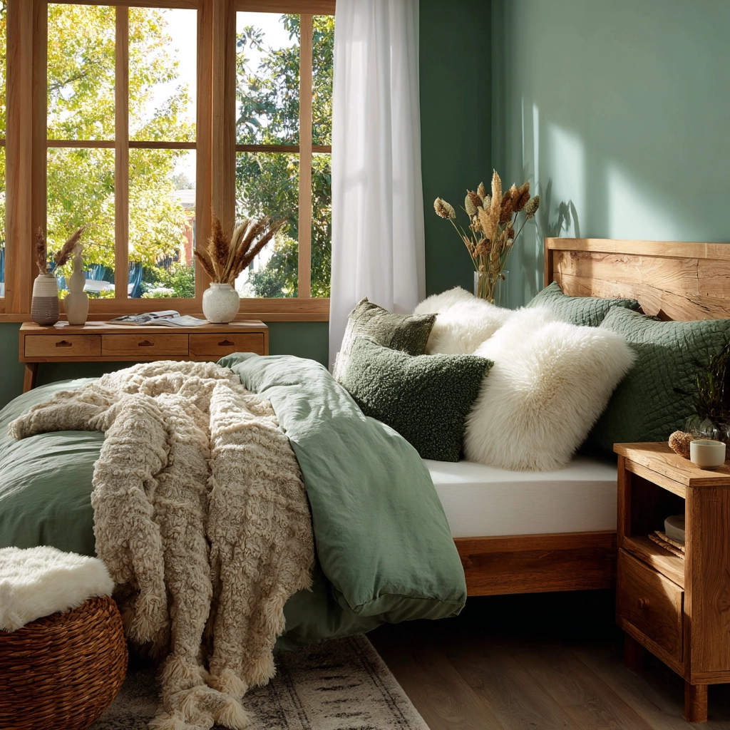 cozy bedroom green 45