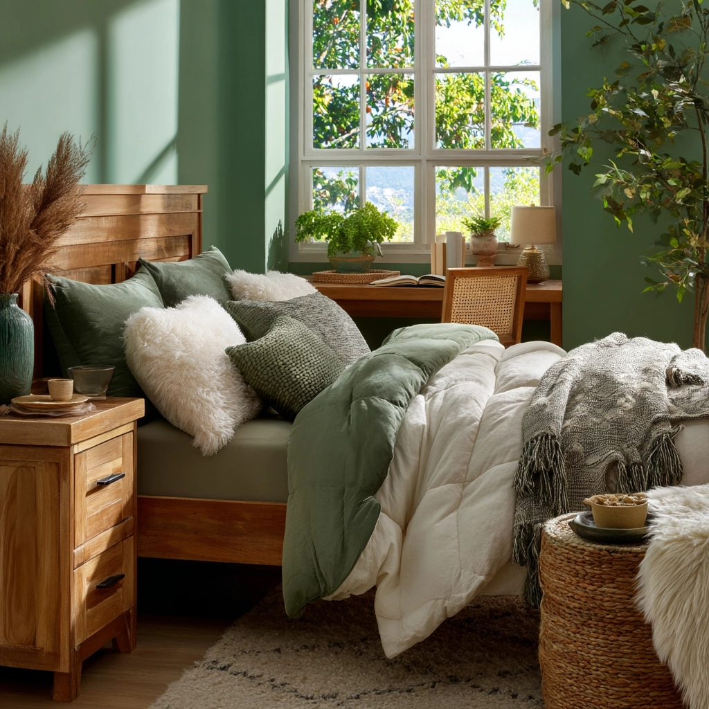 cozy bedroom green 47