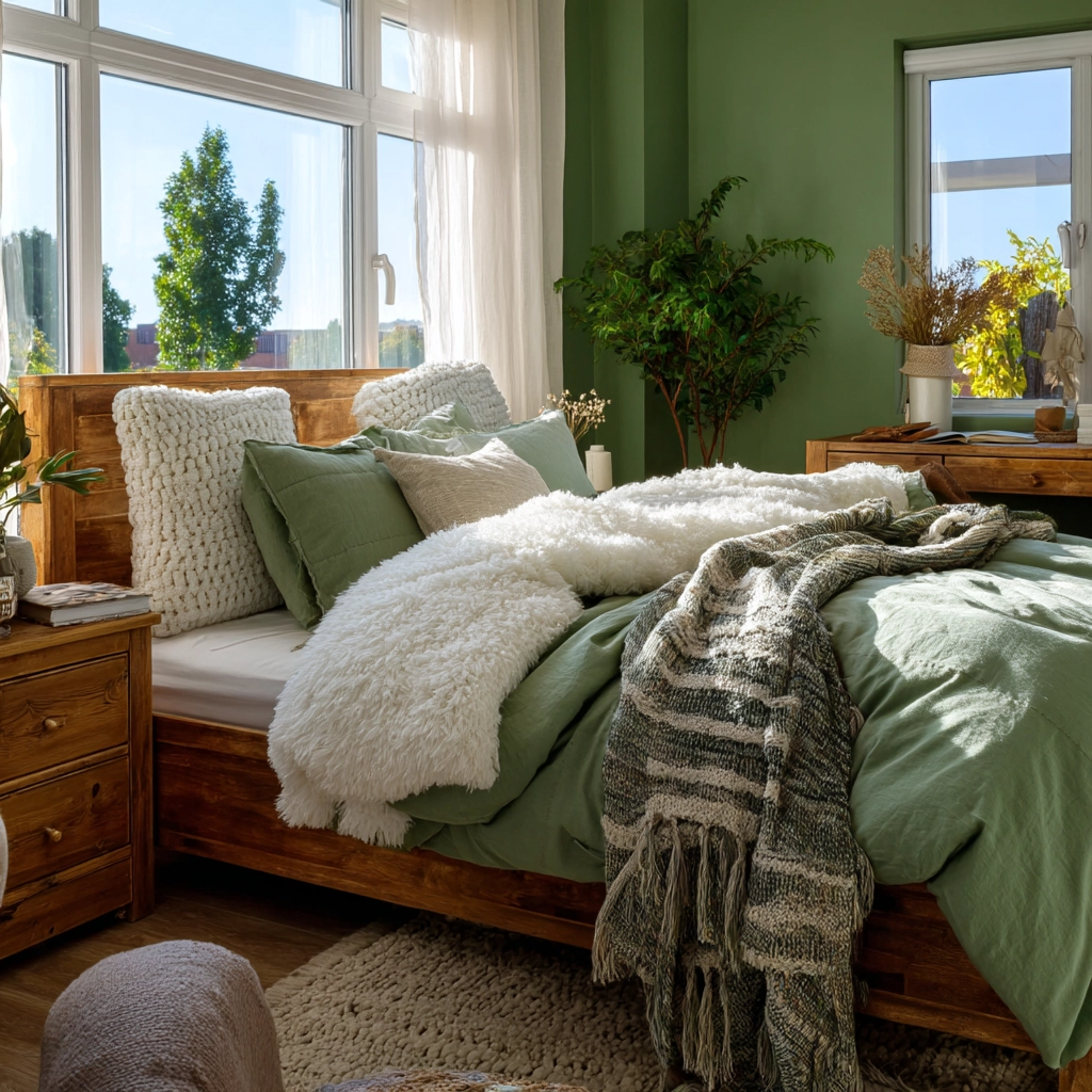cozy bedroom green 48
